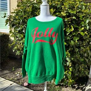 Green Jolly Christmas Sweatshirt Women’s Size 22